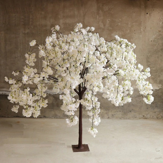 Artificial Fake White Weeping Cherry Blossom Tree