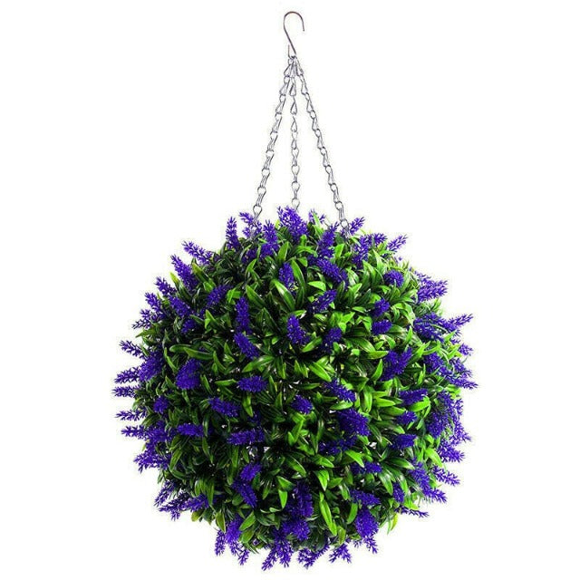 Artificial Fake Hanging Topiary Ball with Lavender