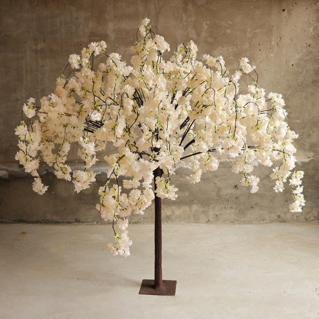 Artificial Fake Champagne Weeping Cherry Blossom Tree