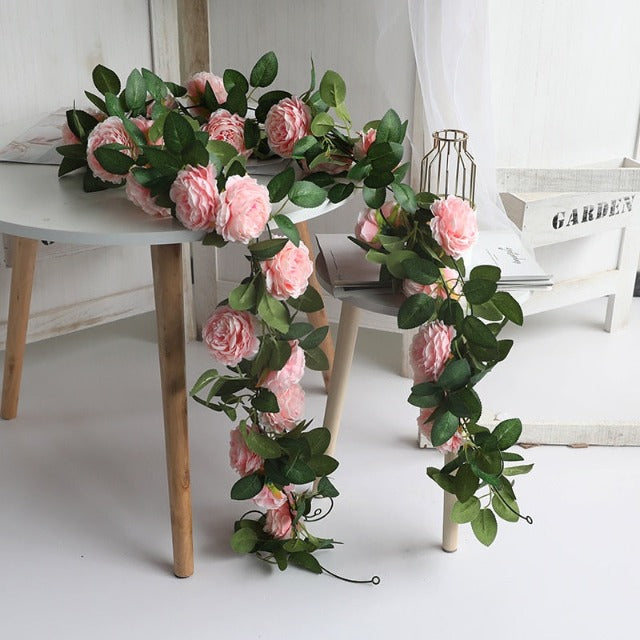 Artificial Fake Pink Peony Flowers Garland