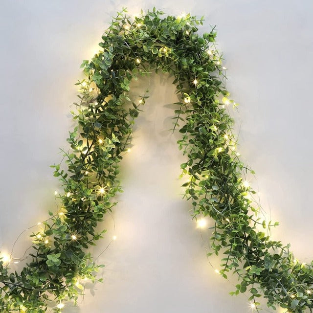 Artificial Fake Eucalyptus Garland with Lights