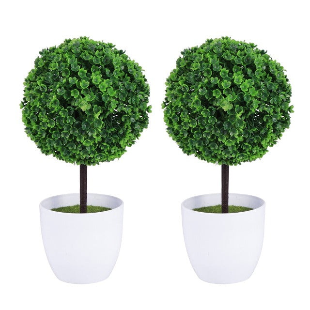 Artificial Fake Green Topiary Ball in Pot 2 Pcs