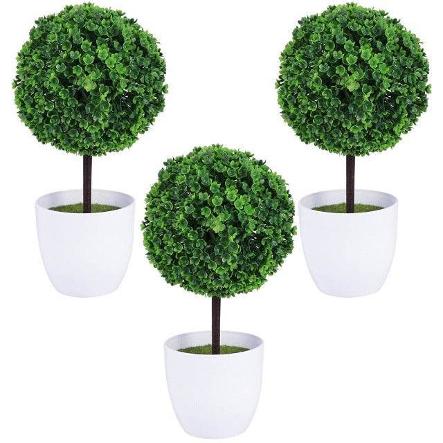 Artificial Fake Green Topiary Ball in Pot 3 Pcs