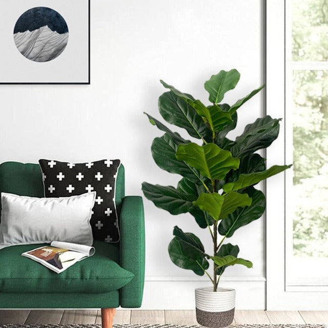 Artificial Fake Fiddle Leaf Fig Tree in Pot 75cm