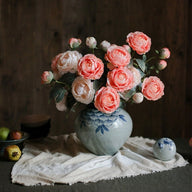 Artificial Fake Pink Peony Flowers Arrangement